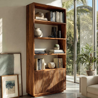 Minimal Wooden Bookcase For Coastal Living Room Kitchnce