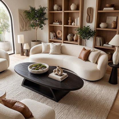 Organic Oval Coffee Table With Architectural Open Base