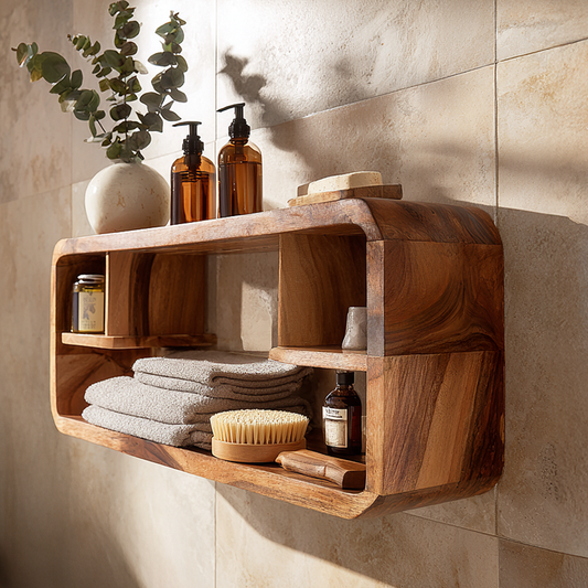 Organic Wave Wall Shelf with Layered Sculptural Storage