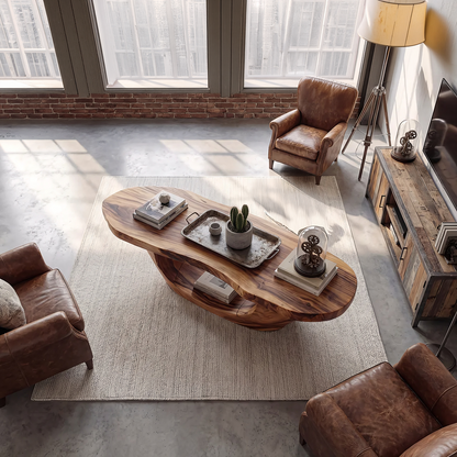 Sculptural Oval Coffee Table with Open Curve Base
