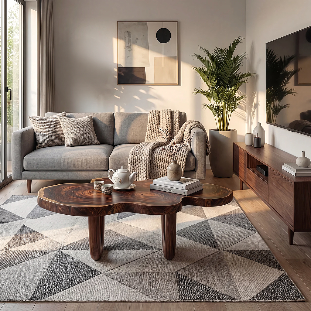 Sculptural Cloud Coffee Table with Curved Base Design