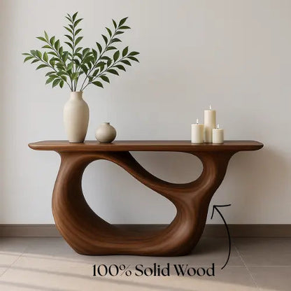 Handcrafted Solid Wood Tranquil Console Table – Contemporary Organic Design Kitchnce