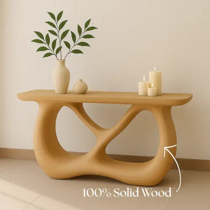 Handcrafted Solid Wood Flow Console Table – Modern Light Oak Design Kitchnce