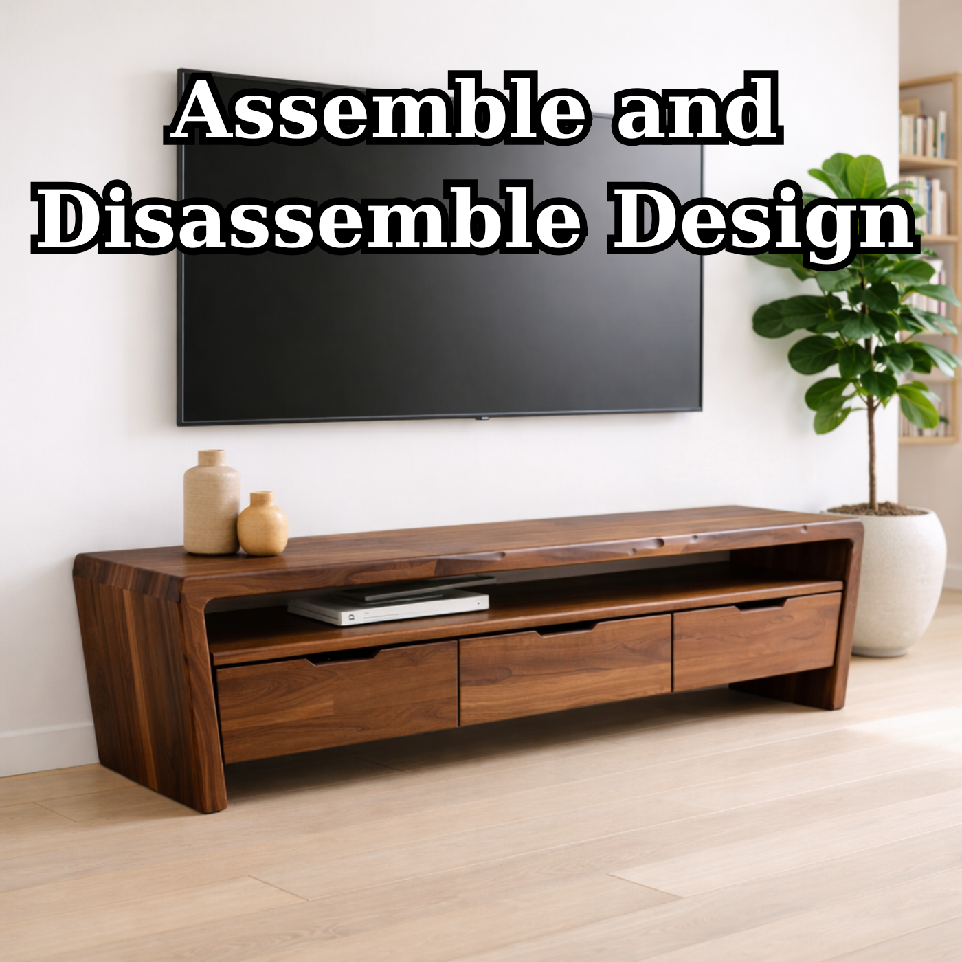 Solid Wood TV Stand with Drawers and Open Shelf for Minimalist Living Spaces Kitchnce