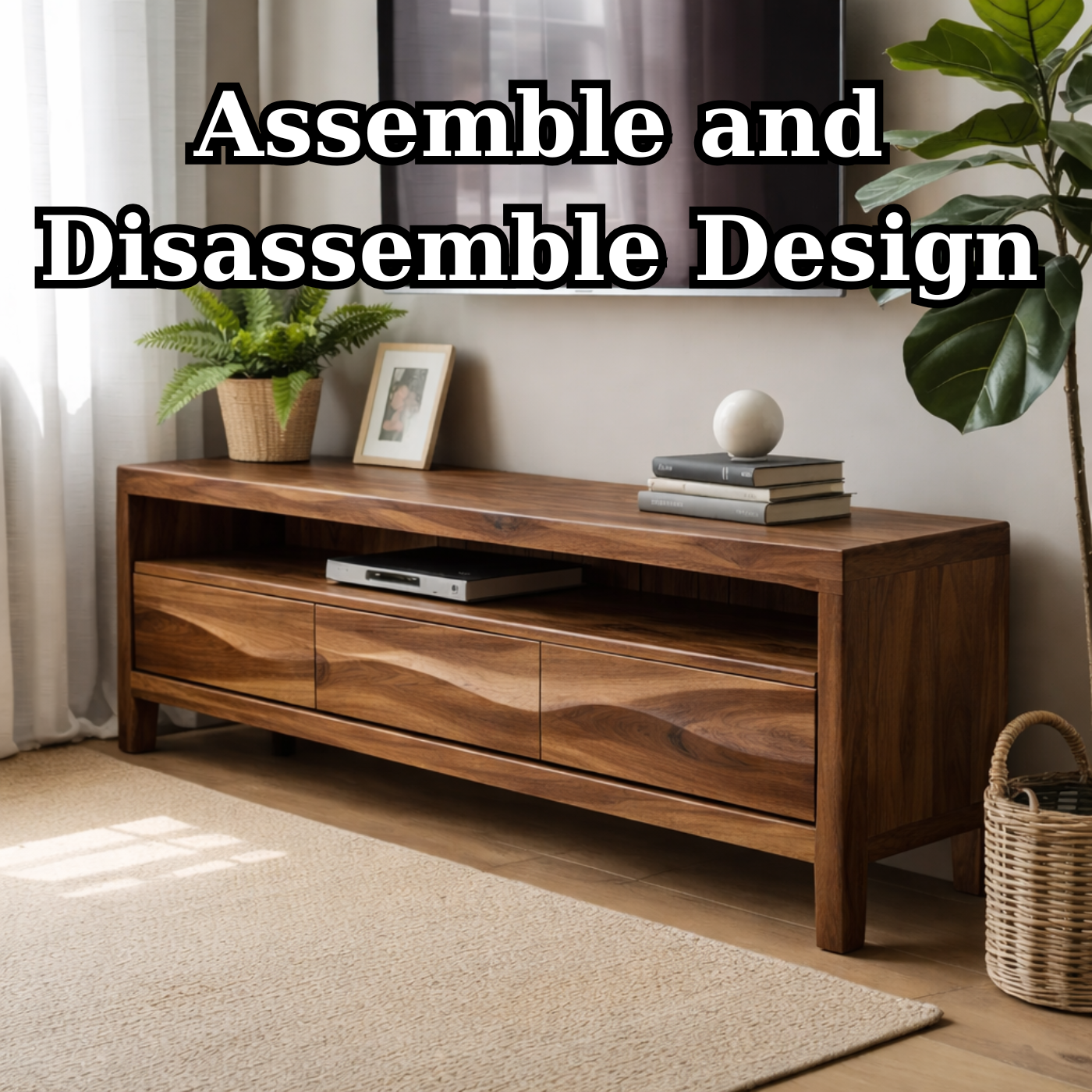 Solid Wood TV Stand with Drawers and Open Shelf for Contemporary Living Rooms Kitchnce