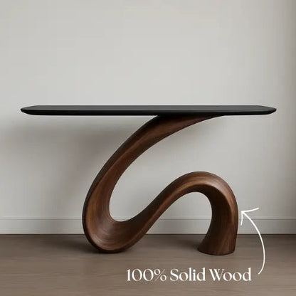 Handcrafted Solid Wood Waveform Console Table – Modern Sculptural Elegance Kitchnce