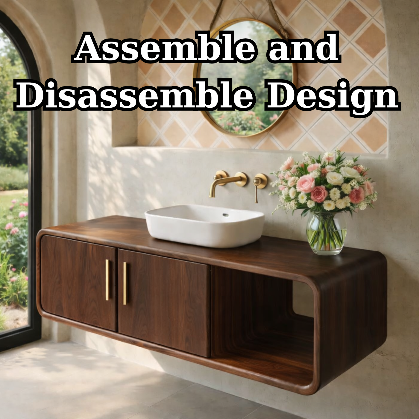 Floating Solid Wood Bathroom Vanity with Cabinet Doors and Open Shelf for Elegant Bathrooms Kitchnce