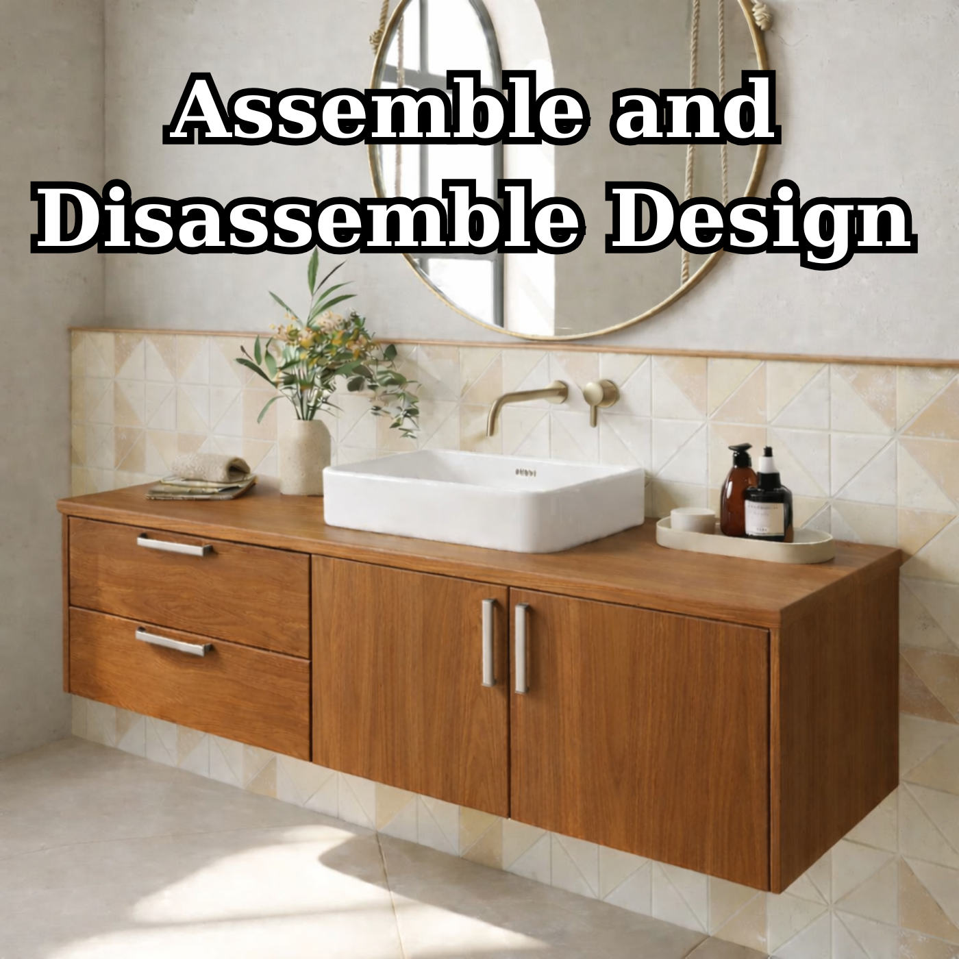 Floating Solid Wood Bathroom Vanity with Drawers and Cabinet Doors for Modern Home Interiors Kitchnce