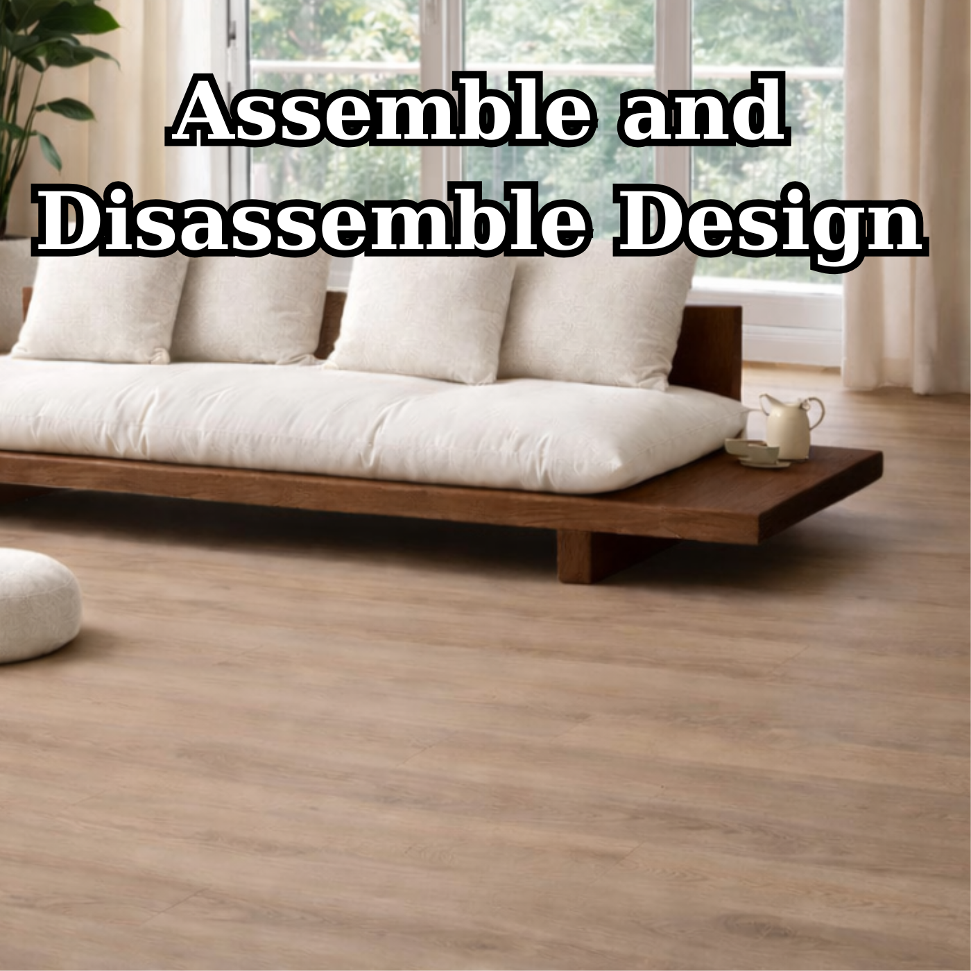 Modern Japandi Solid Wood Platform Sofa