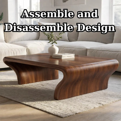 Sculptural Walnut Coffee Table with Curved Design, Modern and Minimalist Living Room Décor Kitchnce