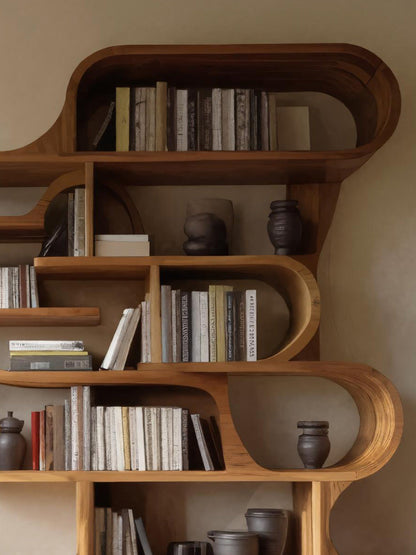Modern Sculptural Bookshelf With Curved Design For Living Room Or Office Kitchnce