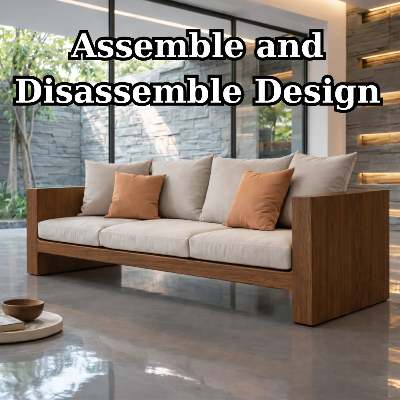 Minimalist Solid Wood Sofa Frame Modern Wooden Couch Base for Living Room Kitchnce