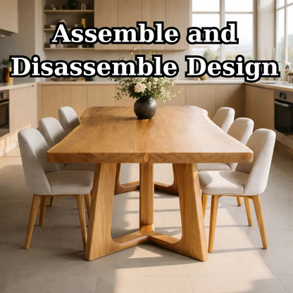 Organic Solid Wood Dining Table with Sculptural Pedestal Base Kitchnce