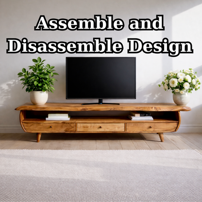 Solid Wood TV Stand for Living Room with Storage Drawers
