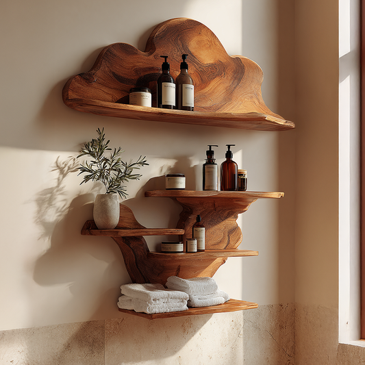 Compact Floating Shelf with Minimal Organic Edge Design