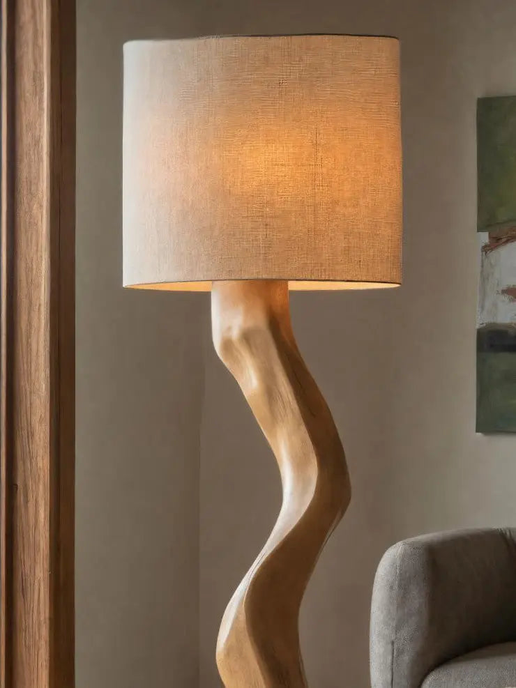 Rustic Sculptural Floor Lamp With Curved Base For Bedroom Kitchnce