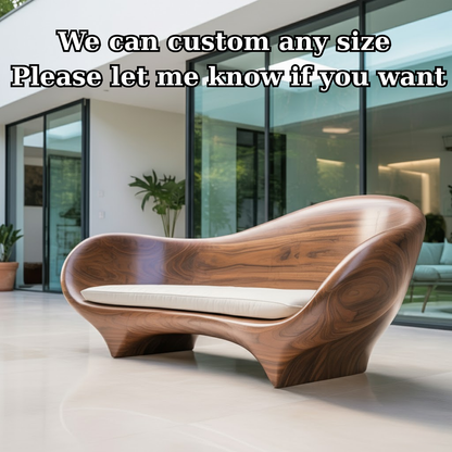 Handcrafted Solid Walnut Sofa – Modern Sculptural Wood Couch with Smooth Organic Curves Kitchnce