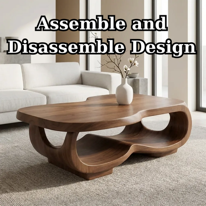 Handcrafted Live Edge Coffee Table – Sculpted Organic Wood Base