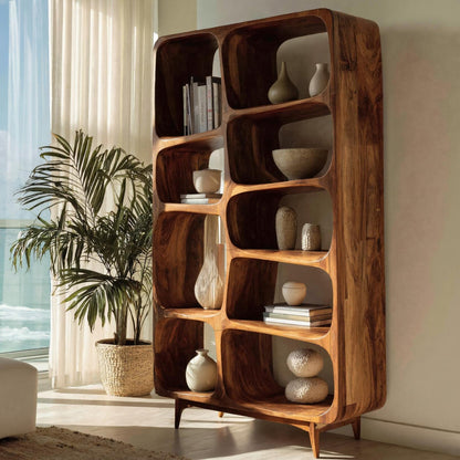 Contemporary Solid Wood Bookshelf For Coastal Interior Kitchnce