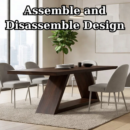 Solid Walnut Dining Table with Sculptural Base – Modern Rustic Solid Wood Dining Table