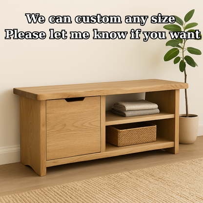 Handcrafted Solid Wood Bench – Oak Entryway Storage Bench & Cabinet Kitchnce