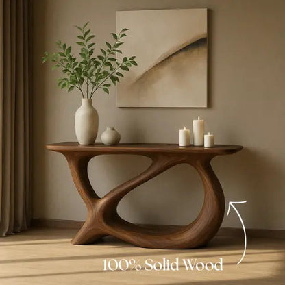 Handcrafted Solid Wood Harmony Console Table – Modern Organic Form Kitchnce