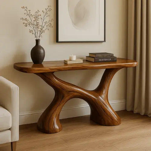 Handcrafted Solid Wood Harmony Console Table – Modern Organic Design Kitchnce