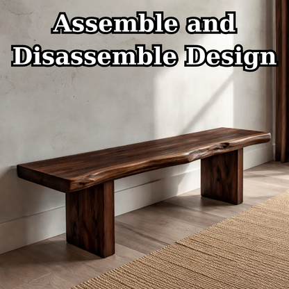 Solid Wood Live Edge Bench – Rustic Natural Wood Entryway Seating Bench