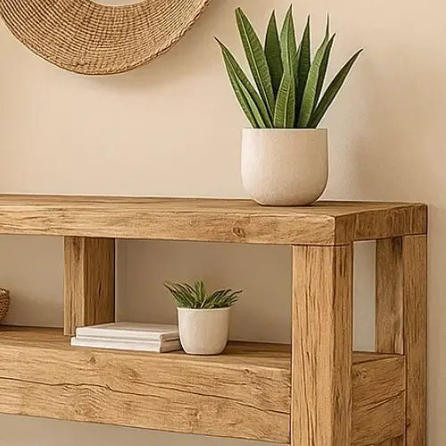 Handcrafted Solid Wood Console Table – Contemporary Organic Minimalism Kitchnce