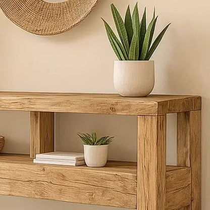 Handcrafted Solid Wood Console Table – Contemporary Organic Minimalism Kitchnce