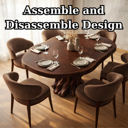 Modern Organic Walnut Dining Table with Handcrafted Sculptural Base
