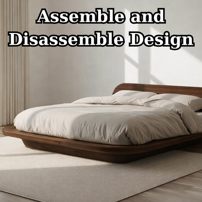 Modern Low Platform Bed Frame, Curved Minimalist Bed, Statement Bedroom Furniture for Home