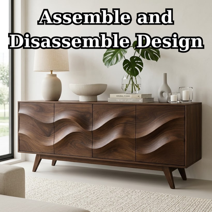 Solid Wood Console Table with Sculptural Wave Front for Modern Entryway