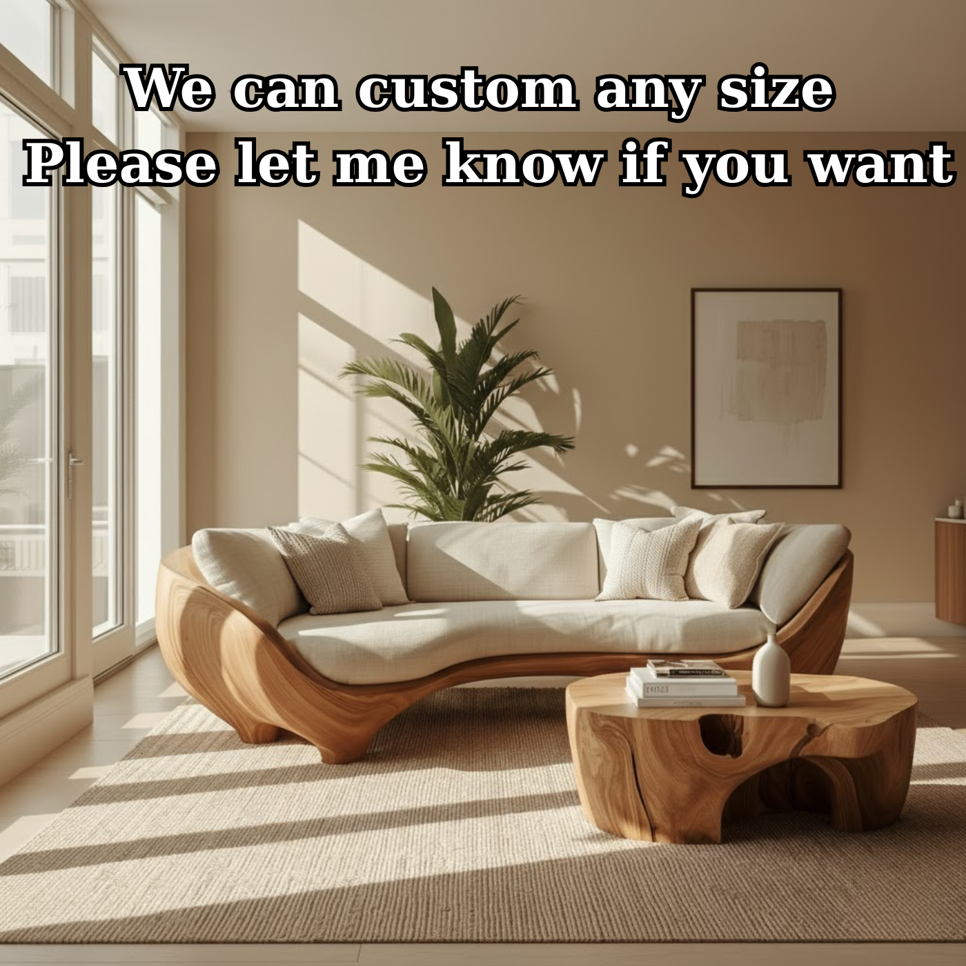 Handcrafted Solid Walnut Sofa – Modern Sculptural Wood Couch with Smooth Organic Curves Kitchnce