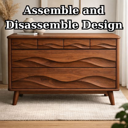 Solid Wood Console Table with Multi Layer Wave Drawer Design for Modern Interior