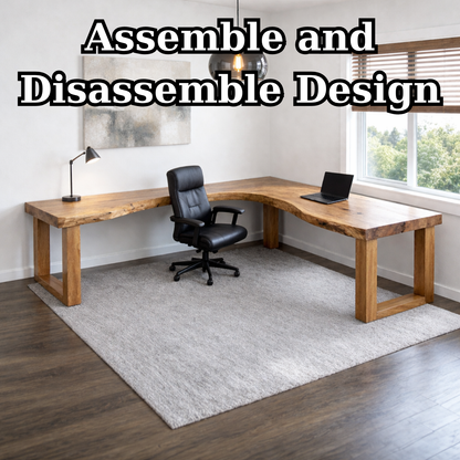 Live Edge Solid Wood L-Shaped Desk for Modern Home Office