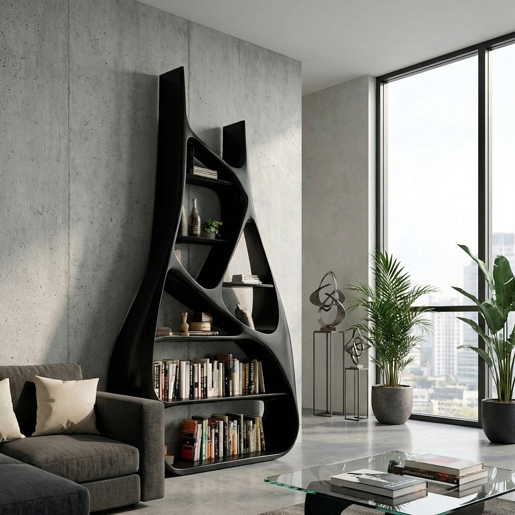 Minimalist Sculptural Bookshelf For Living Room Furniture Kitchnce