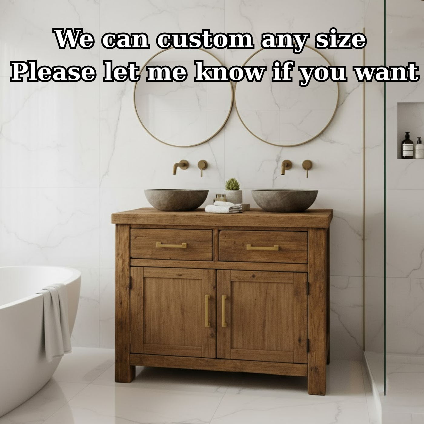 Handcrafted Solid Wood Bathroom Vanity - Rustic Double Sink Console Kitchnce