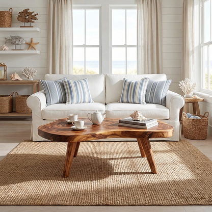 Organic Freeform Coffee Table with Sculpted Tapered Legs