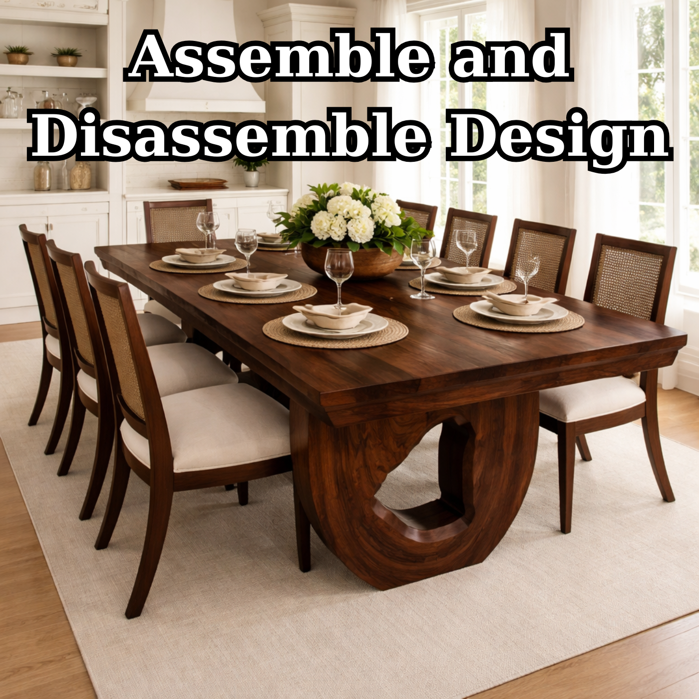 Solid Wood Dining Table with Sculptural Pedestal Base – Modern Handcrafted Design