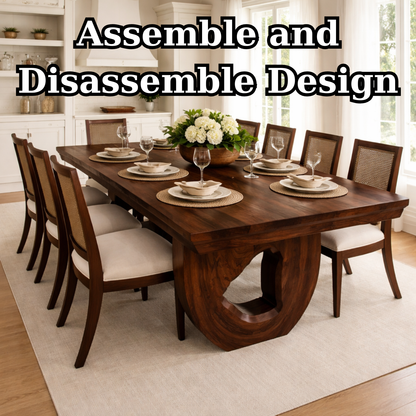 Solid Wood Dining Table with Sculptural Pedestal Base – Modern Handcrafted Design
