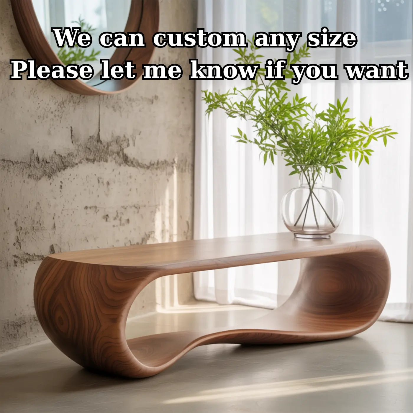 Handcrafted Solid Wood Bench – Sculptural Modern Walnut Wave Table Kitchnce