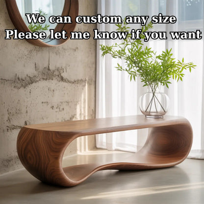 Handcrafted Solid Wood Bench – Sculptural Modern Walnut Wave Table Kitchnce