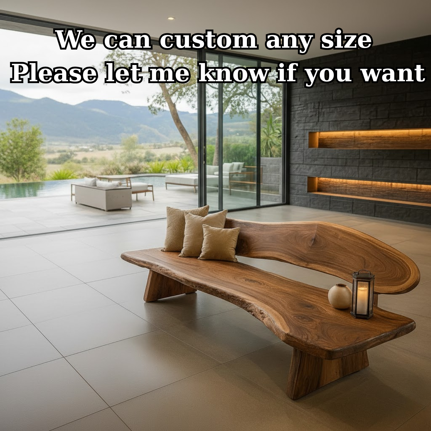 Handcrafted Solid Wood Sofa – Rustic Live Edge Sculptural Bench Couch with Organic Flowing Form Kitchnce