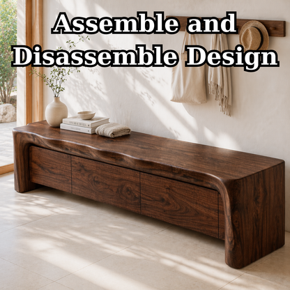 Live Edge Entryway Bench with Storage, Rustic Solid Wood Shoe Bench with Drawers