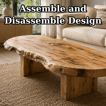 Live Edge Solid Wood Coffee Table, Rustic Organic Modern Center Table