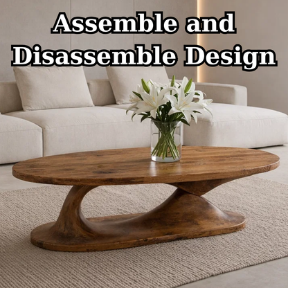 Handcrafted Sculptural Solid Wood Coffee Table, Unique Organic Minimalist Center Table