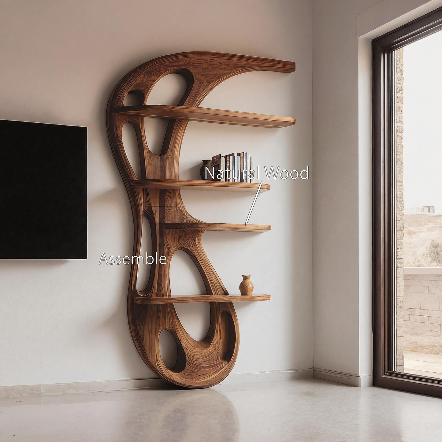 Modern Organic Bookshelf For Living Room Interior Decor Kitchnce