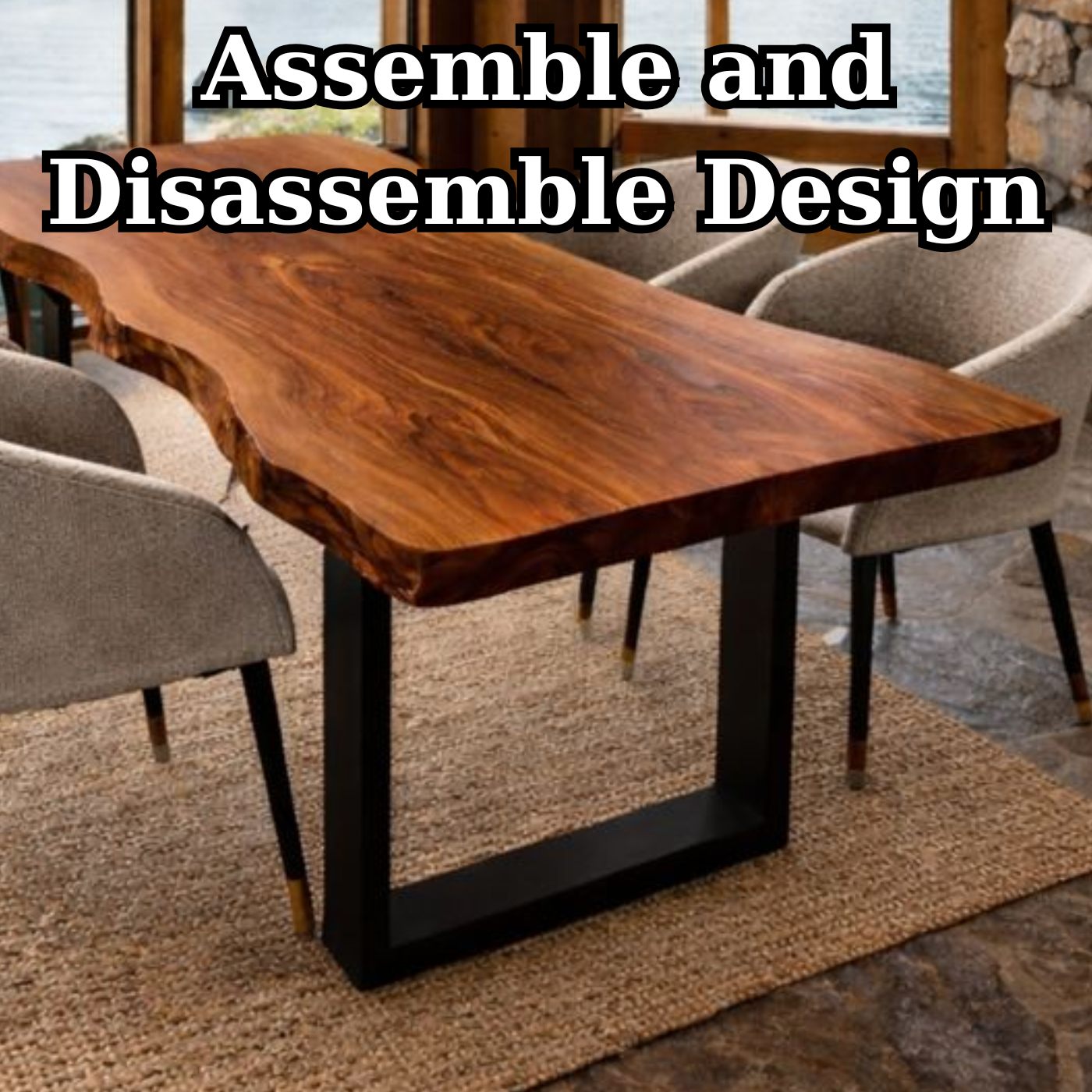 Modern Live Edge Dining Table in Natural Solid Wood