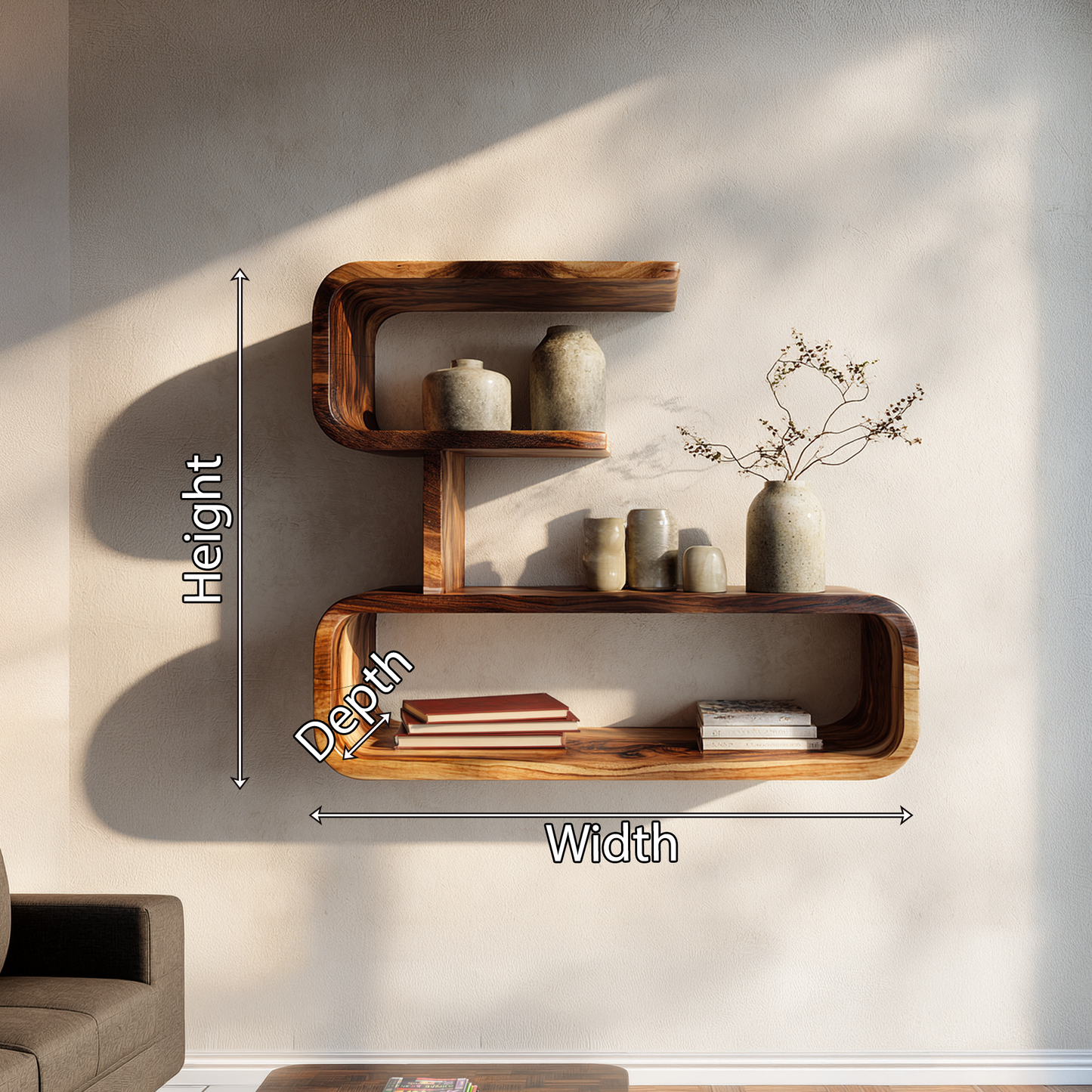 Minimal Wall Mounted Shelf with Clean Floating Wood Design